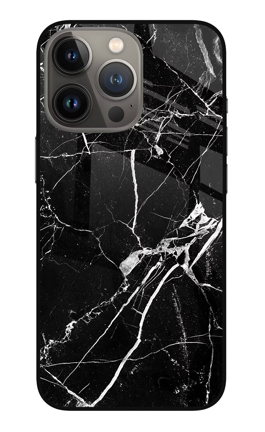 Black Marble Pattern iPhone 13 Pro Max Back Cover, Metal case