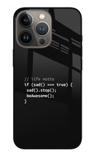 Life Motto Code iPhone 13 Pro Max Glass Case Back Cover by Casekaro