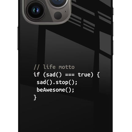 Life Motto Code iPhone 13 Pro Max Glass Case