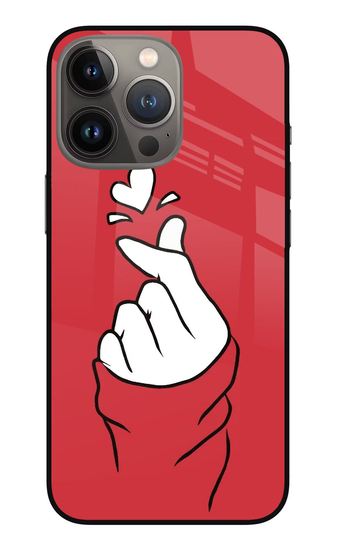 Korean Love Sign iPhone 13 Pro Max Glass Case Back Cover by Casekaro
