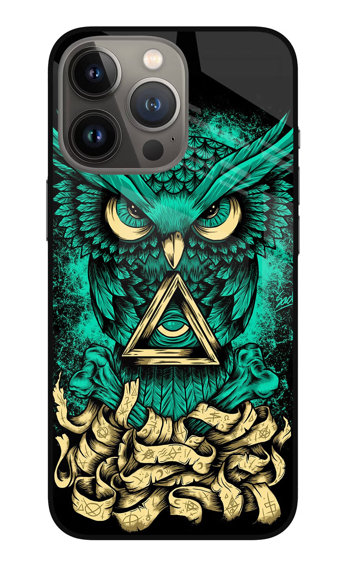 Green Owl iPhone 13 Pro Max Glass Case Back Cover by Casekaro