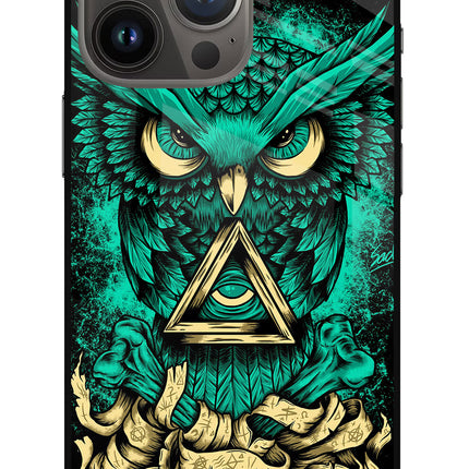 Green Owl iPhone 13 Pro Max Glass Case