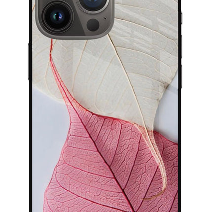 White Pink Leaf iPhone 13 Pro Max Glass Case