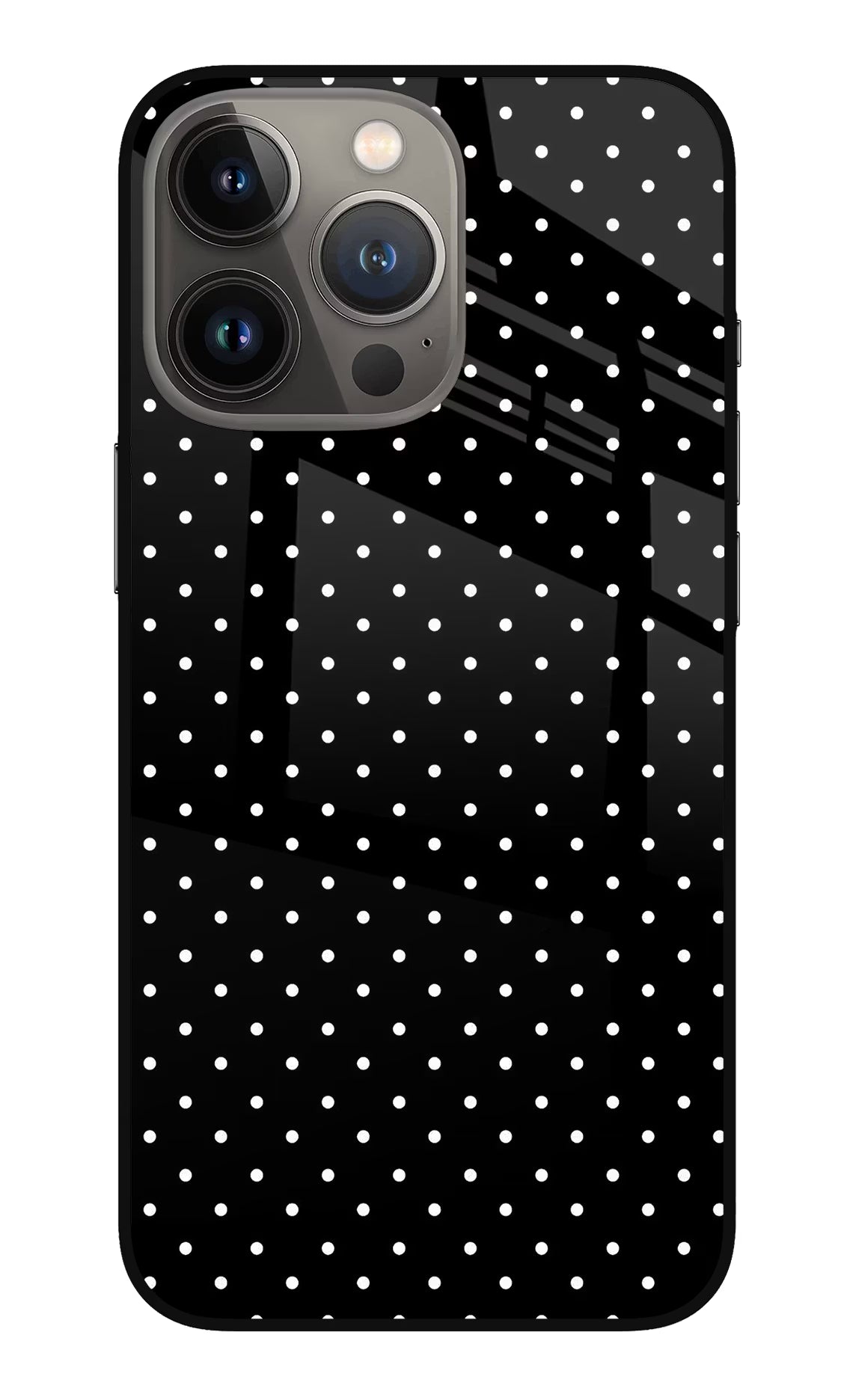 White Dots iPhone 13 Pro Max Glass Case Back Cover by Casekaro
