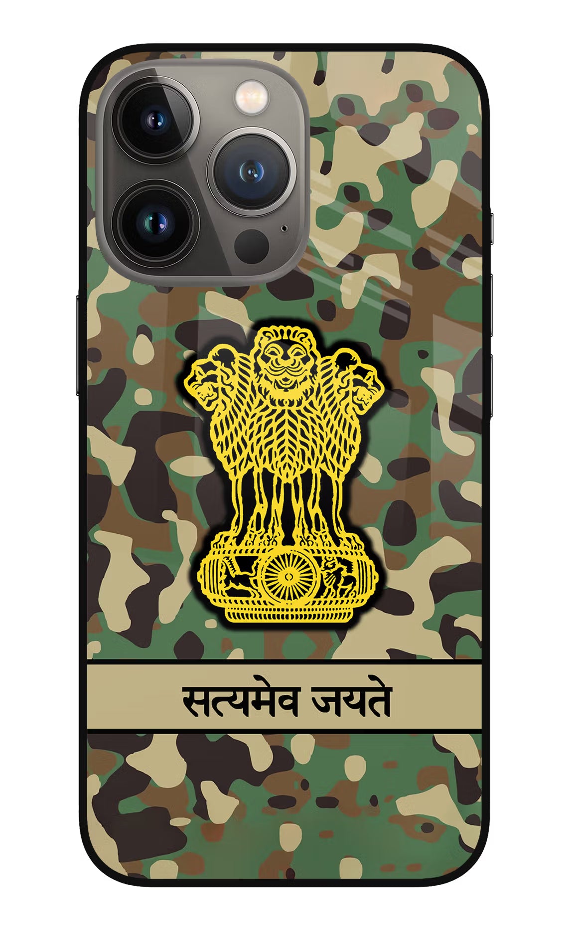 Satyamev Jayate Army iPhone 13 Pro Max Glass Case Back Cover by Casekaro