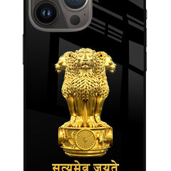 Satyamev Jayate Golden iPhone 13 Pro Max Glass Case