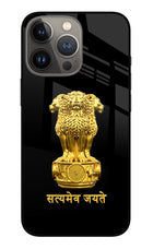 Satyamev Jayate Golden iPhone 13 Pro Max Glass Case