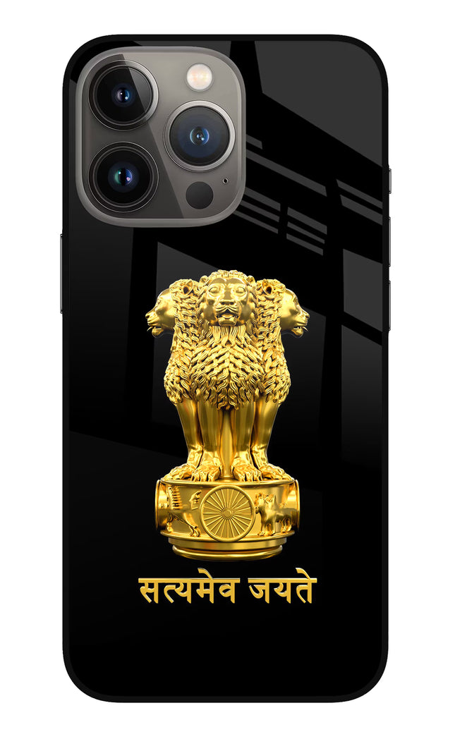 Satyamev Jayate Golden iPhone 13 Pro Max Glass Case
