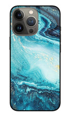 Blue Glitter Marble iPhone 13 Pro Max Glass Case