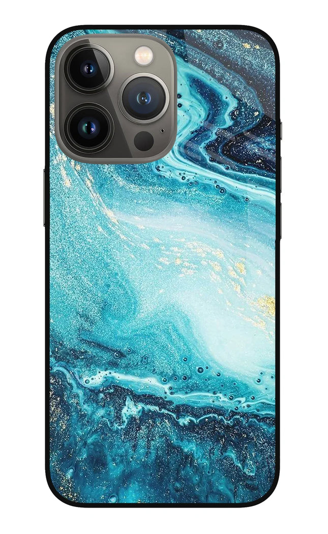 Blue Glitter Marble iPhone 13 Pro Max Glass Case