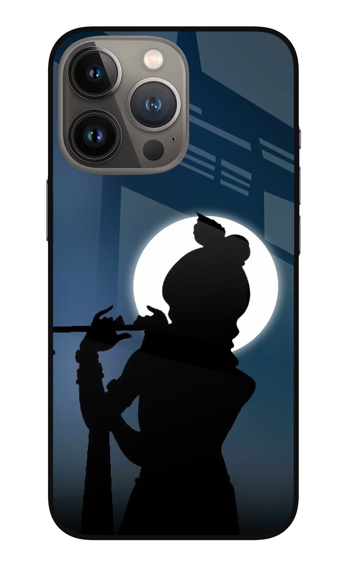 Shri Krishna Silhouette iPhone 13 Pro Max Glass Case Back Cover by Casekaro