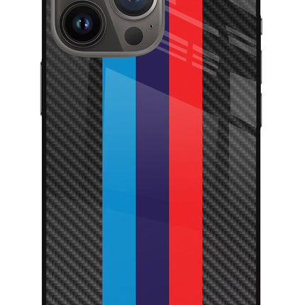 BMW Stripes Pattern iPhone 13 Pro Max Glass Case Back Cover by Casekaro