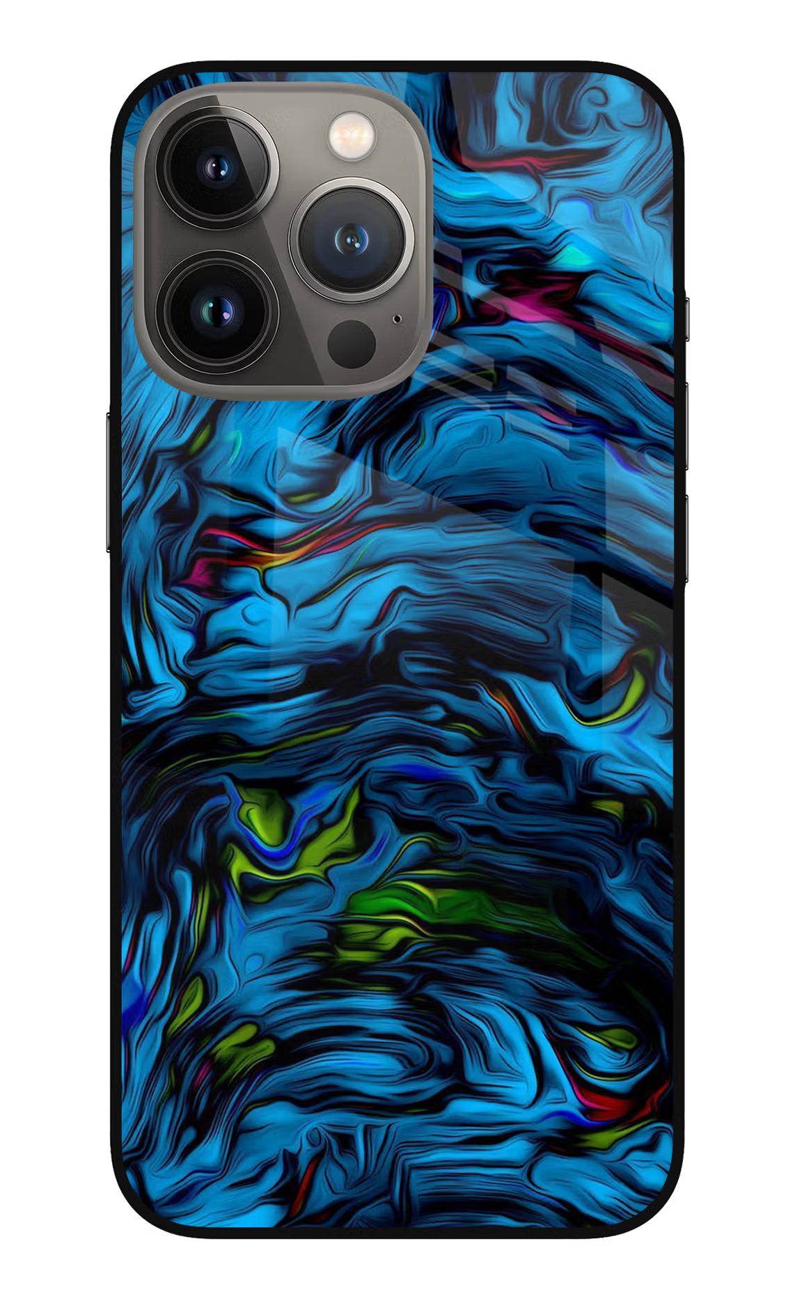 Dark Blue Abstract iPhone 13 Pro Max Glass Case Back Cover by Casekaro