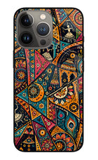 Folk Print iPhone 13 Pro Max Glass Case