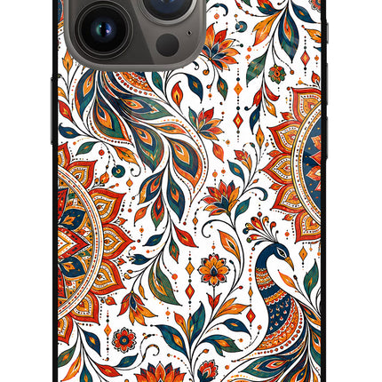 White Mayura iPhone 13 Pro Max Glass Case