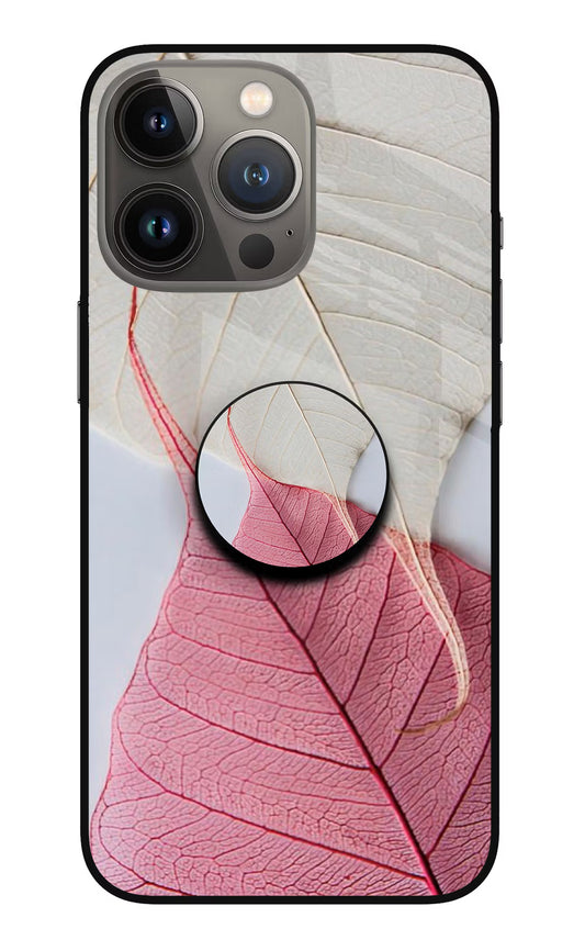 White Pink Leaf iPhone 13 Pro Max Glass Case
