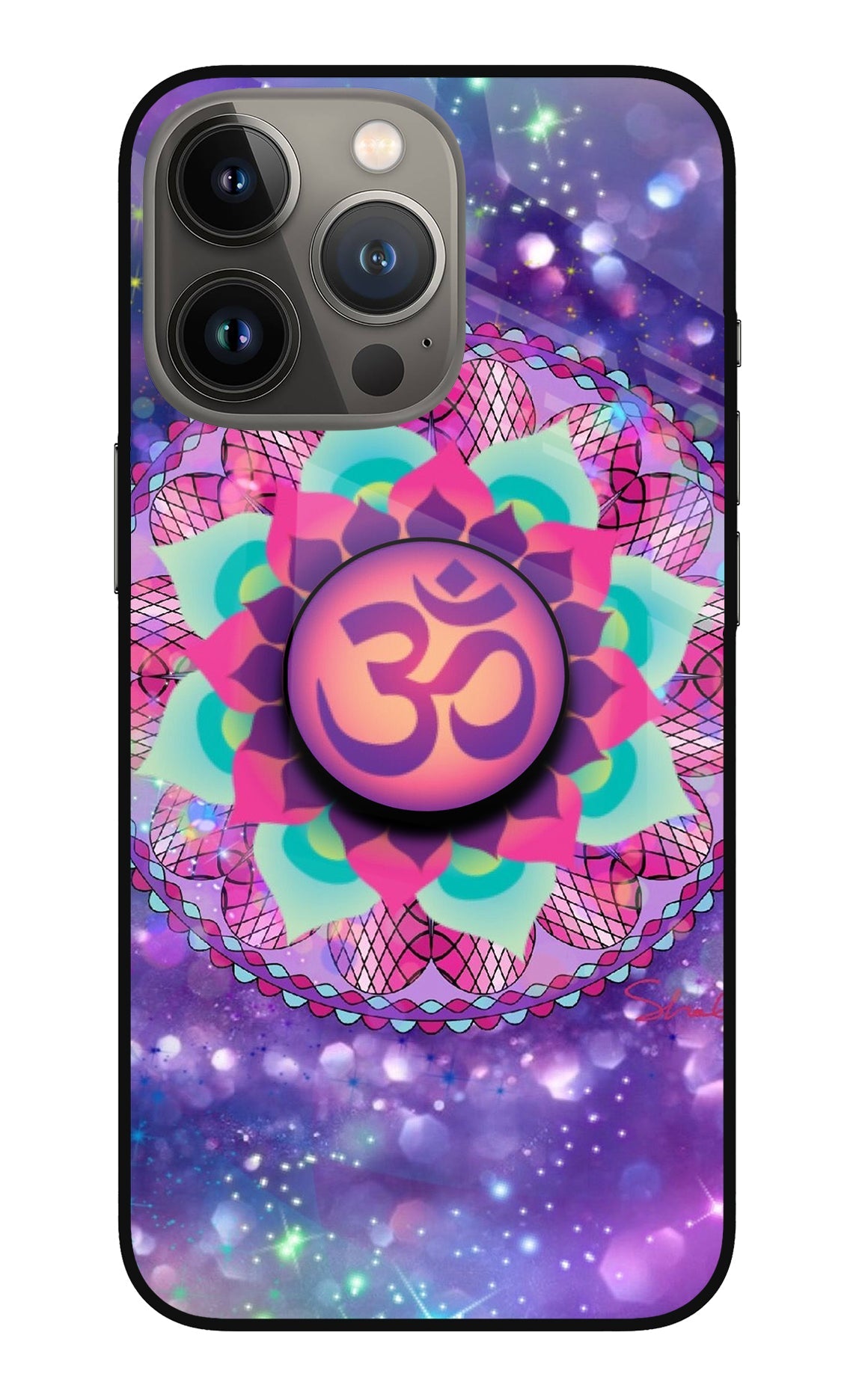 Om Purple iPhone 13 Pro Max Glass Case