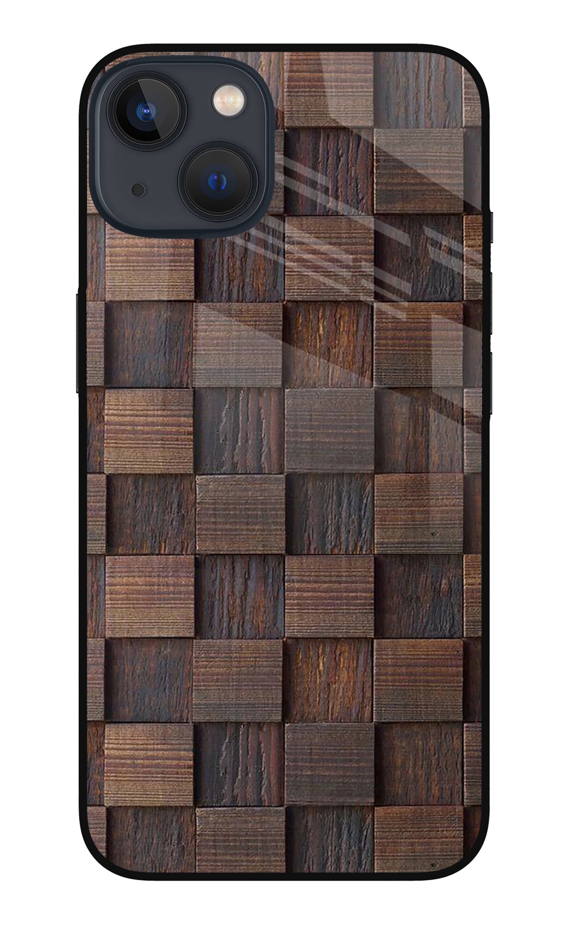 Wooden Cube Design iPhone 13 Mini Glass Case