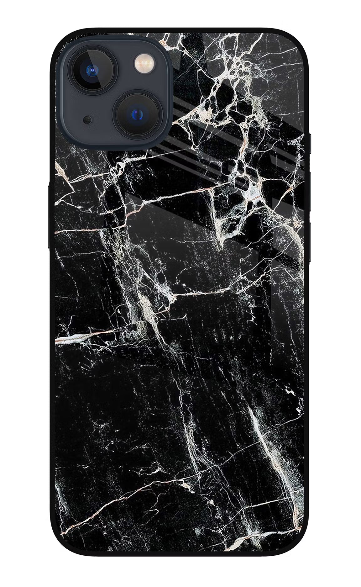 Black Marble Texture iPhone 13 Mini Glass Case Back Cover by Casekaro