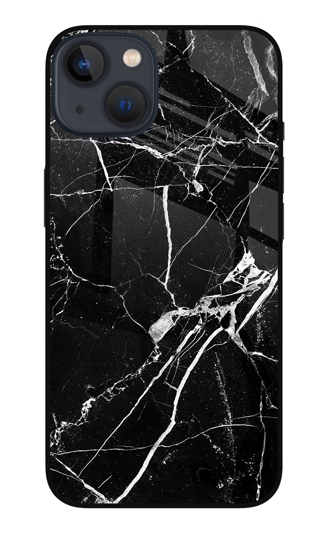 Black Marble Pattern iPhone 13 Mini Glass Case Back Cover by Casekaro
