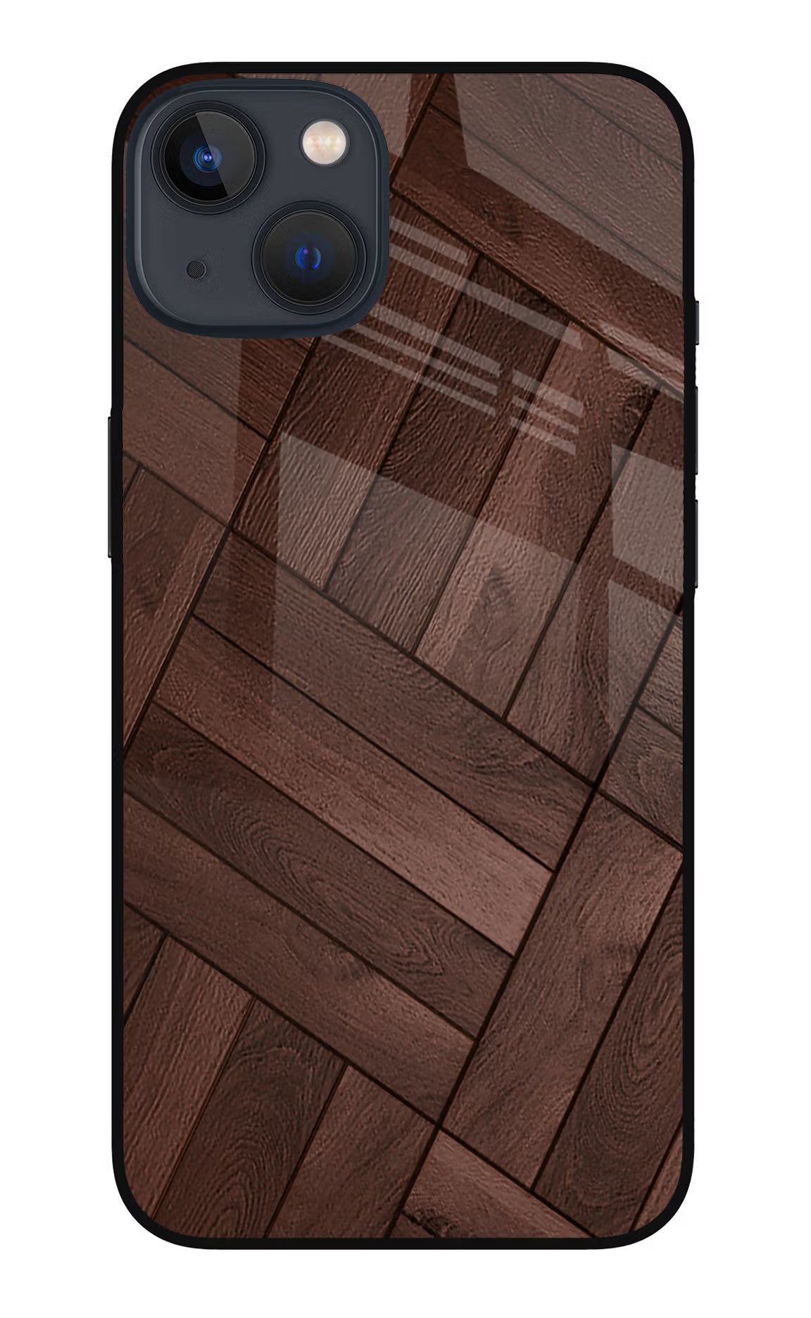 Wooden Texture Design iPhone 13 Mini Glass Case Back Cover by Casekaro