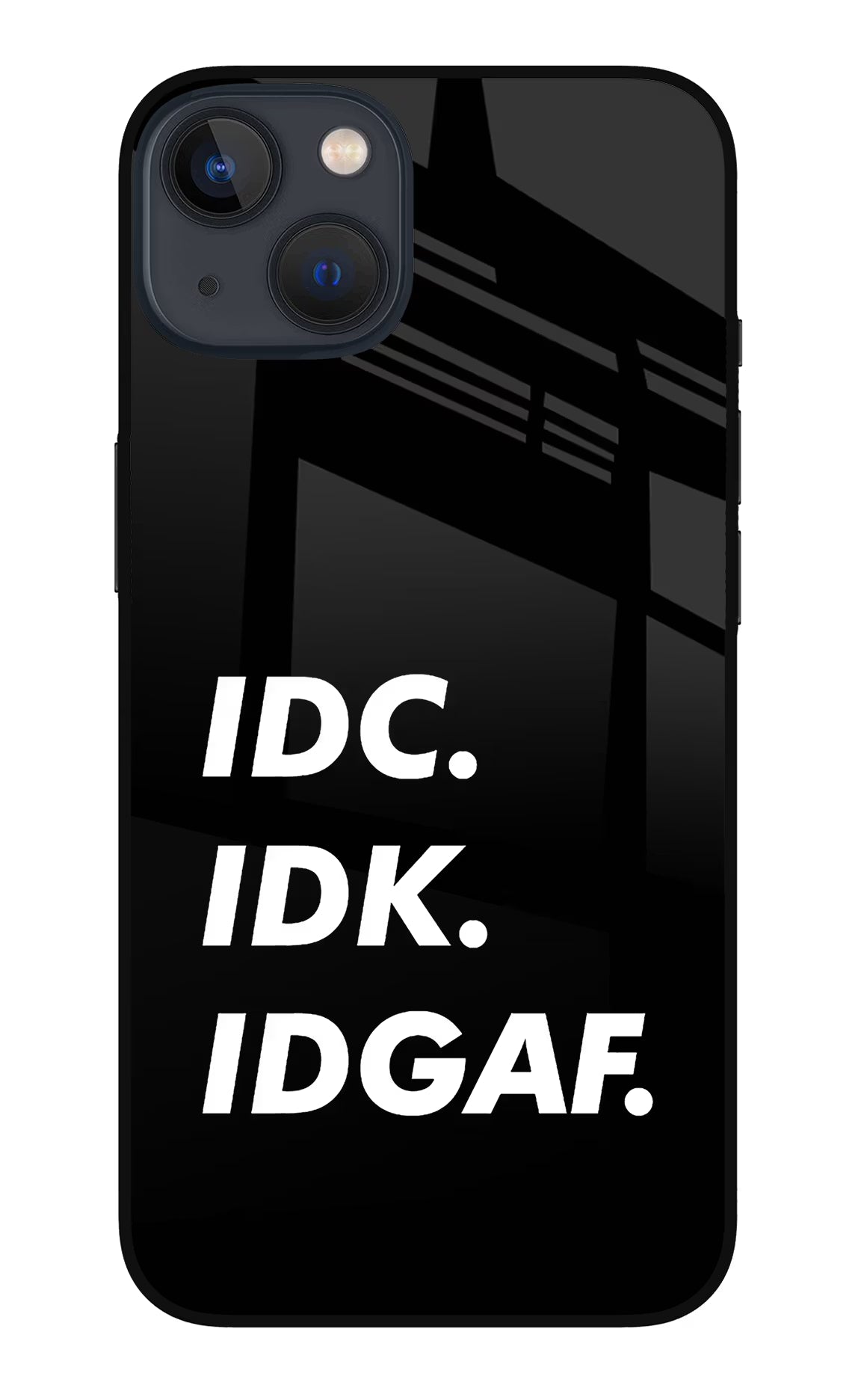 Idc Idk Idgaf iPhone 13 Mini Glass Case Back Cover by Casekaro