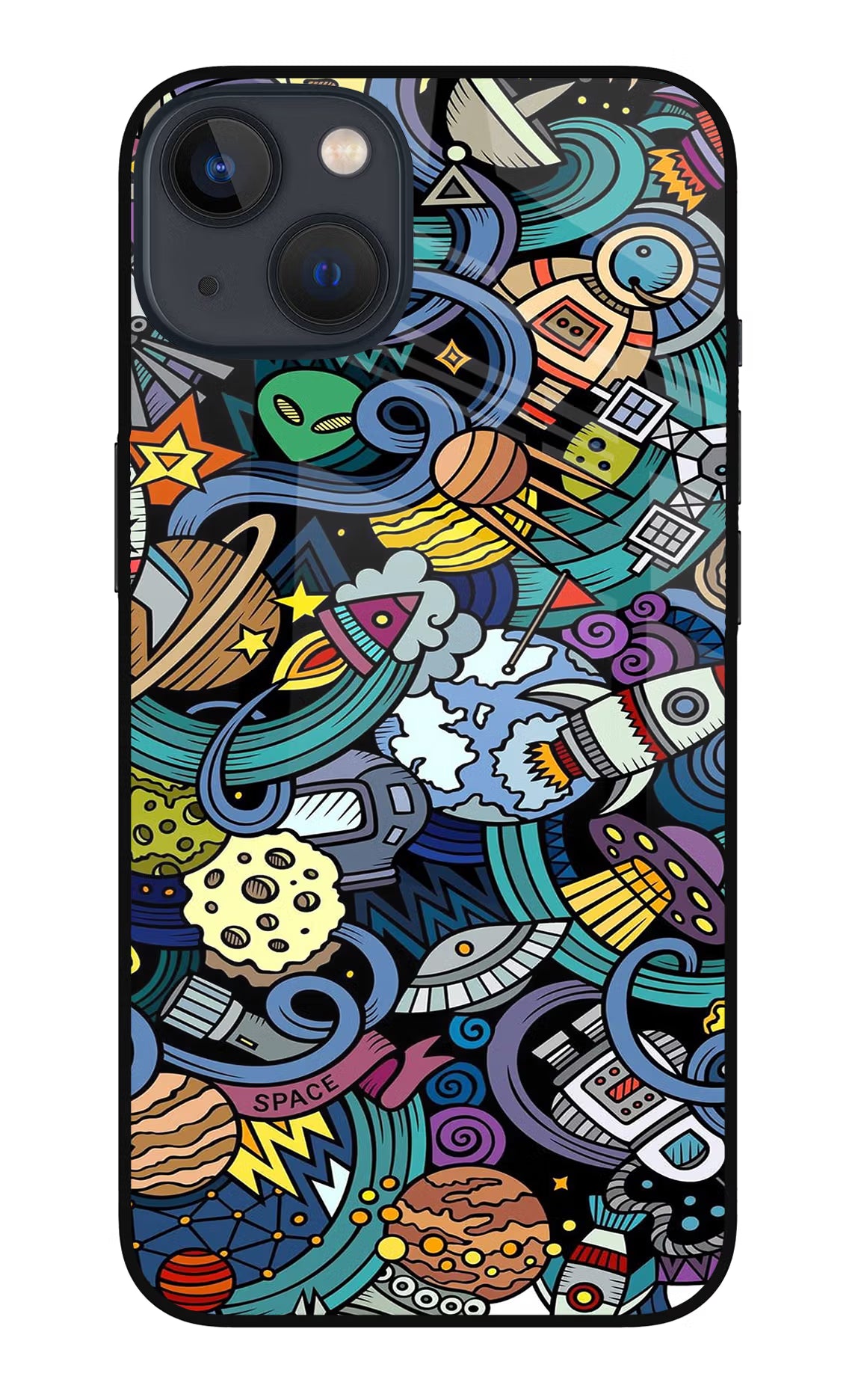 Space Abstract iPhone 13 Mini Glass Case Back Cover by Casekaro