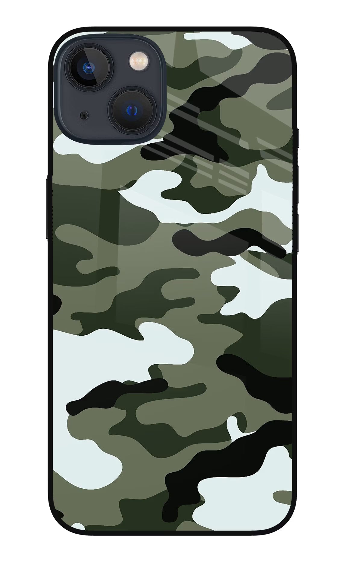 Camouflage iPhone 13 Mini Glass Case Back Cover by Casekaro