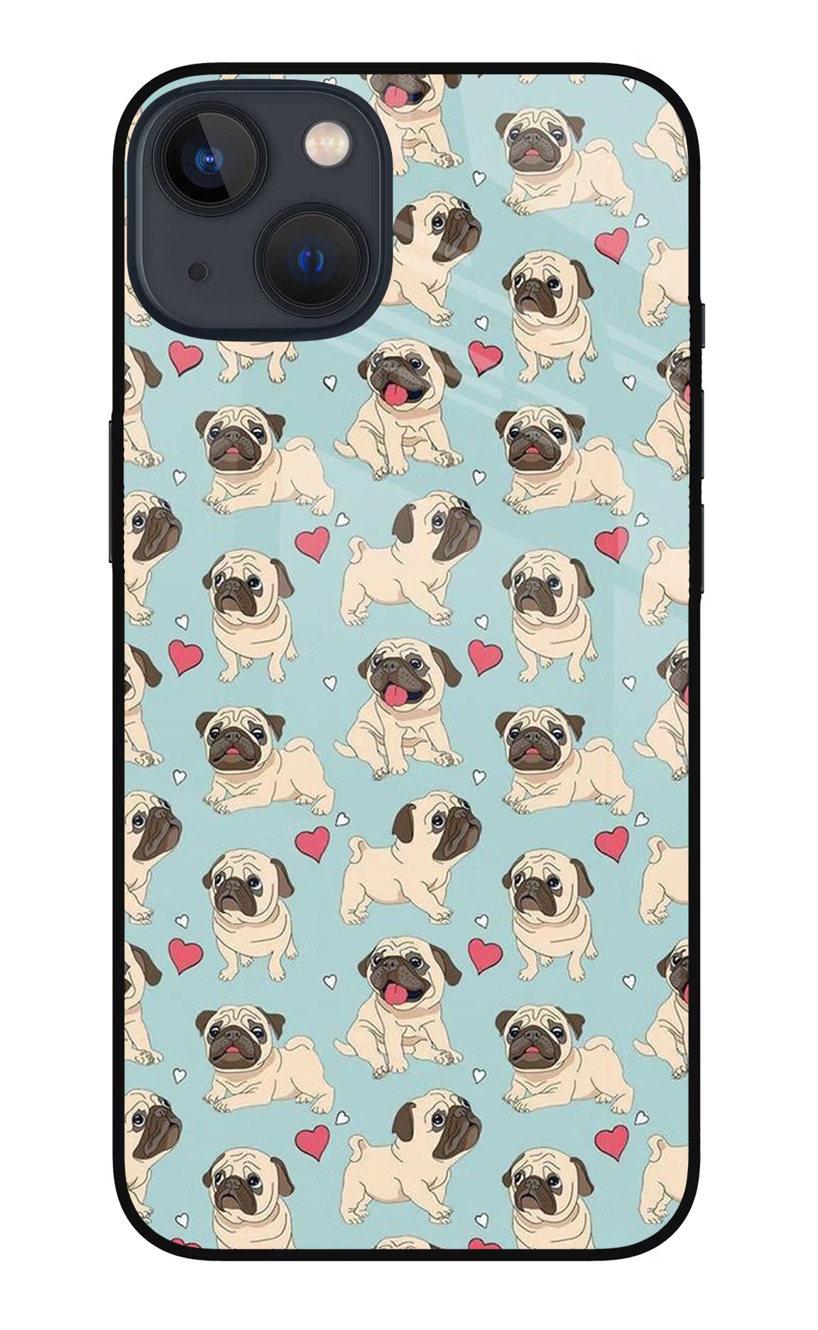 Pug Dog iPhone 13 Mini Glass Case Back Cover by Casekaro