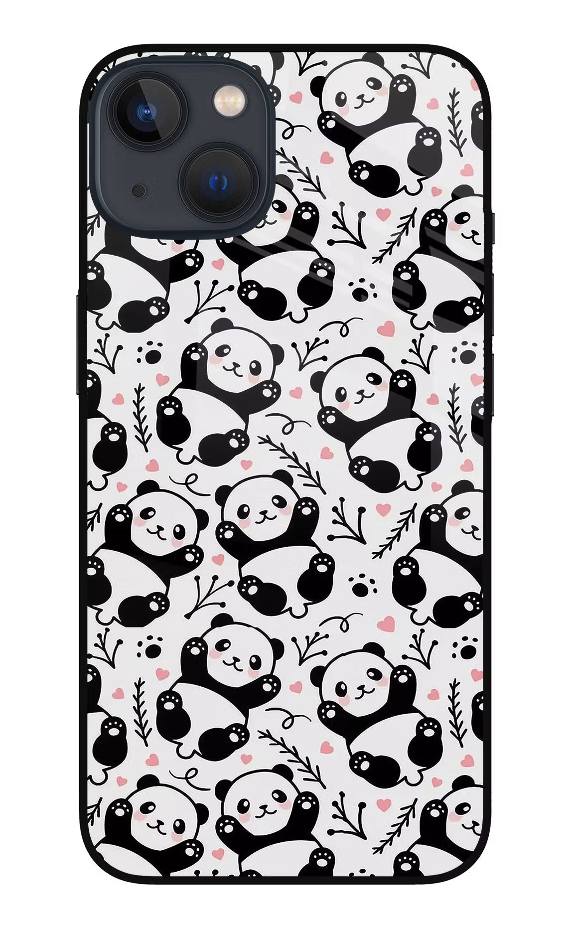 Cute Panda iPhone 13 Mini Glass Case Back Cover by Casekaro