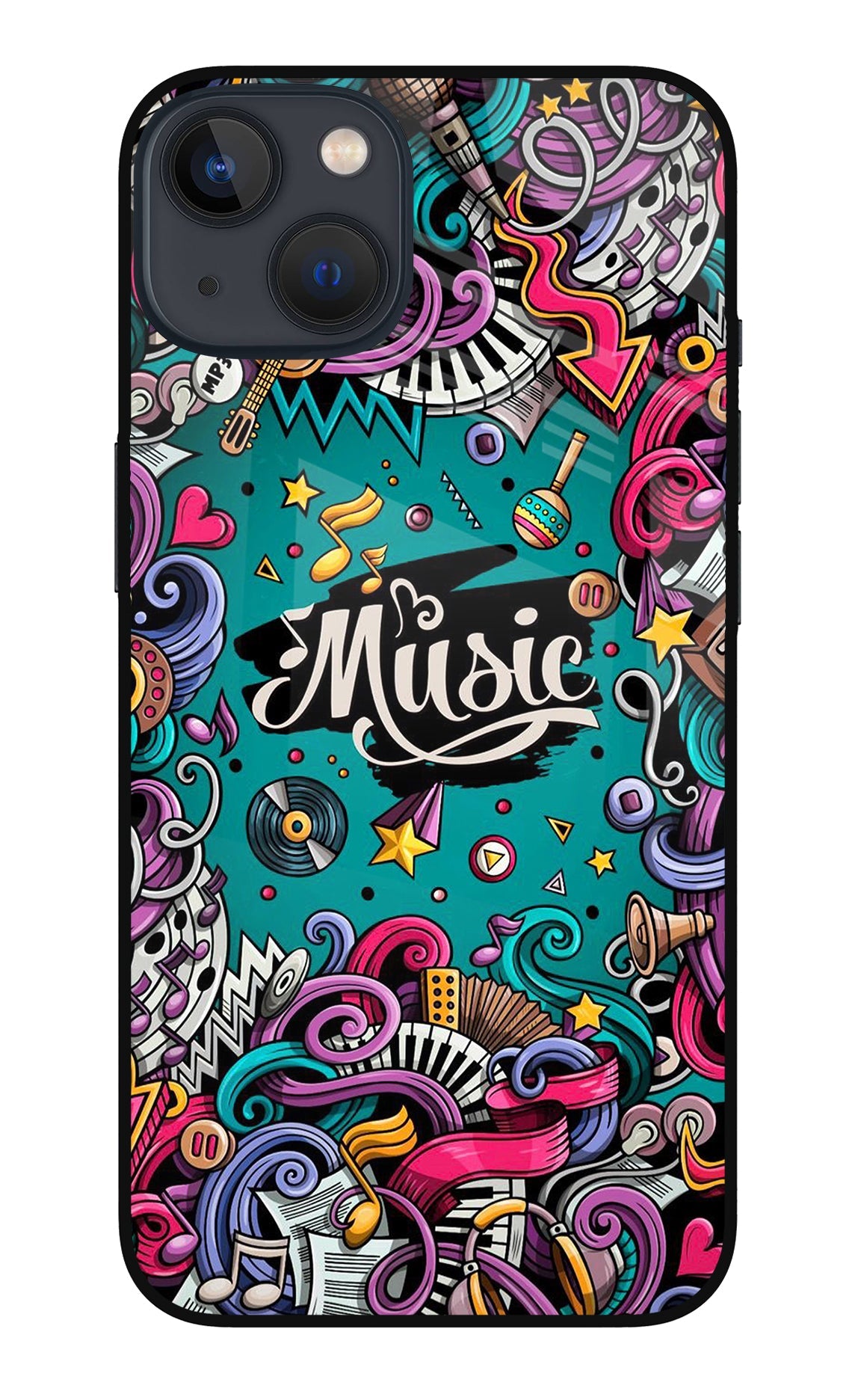 Music Graffiti iPhone 13 Mini Glass Case