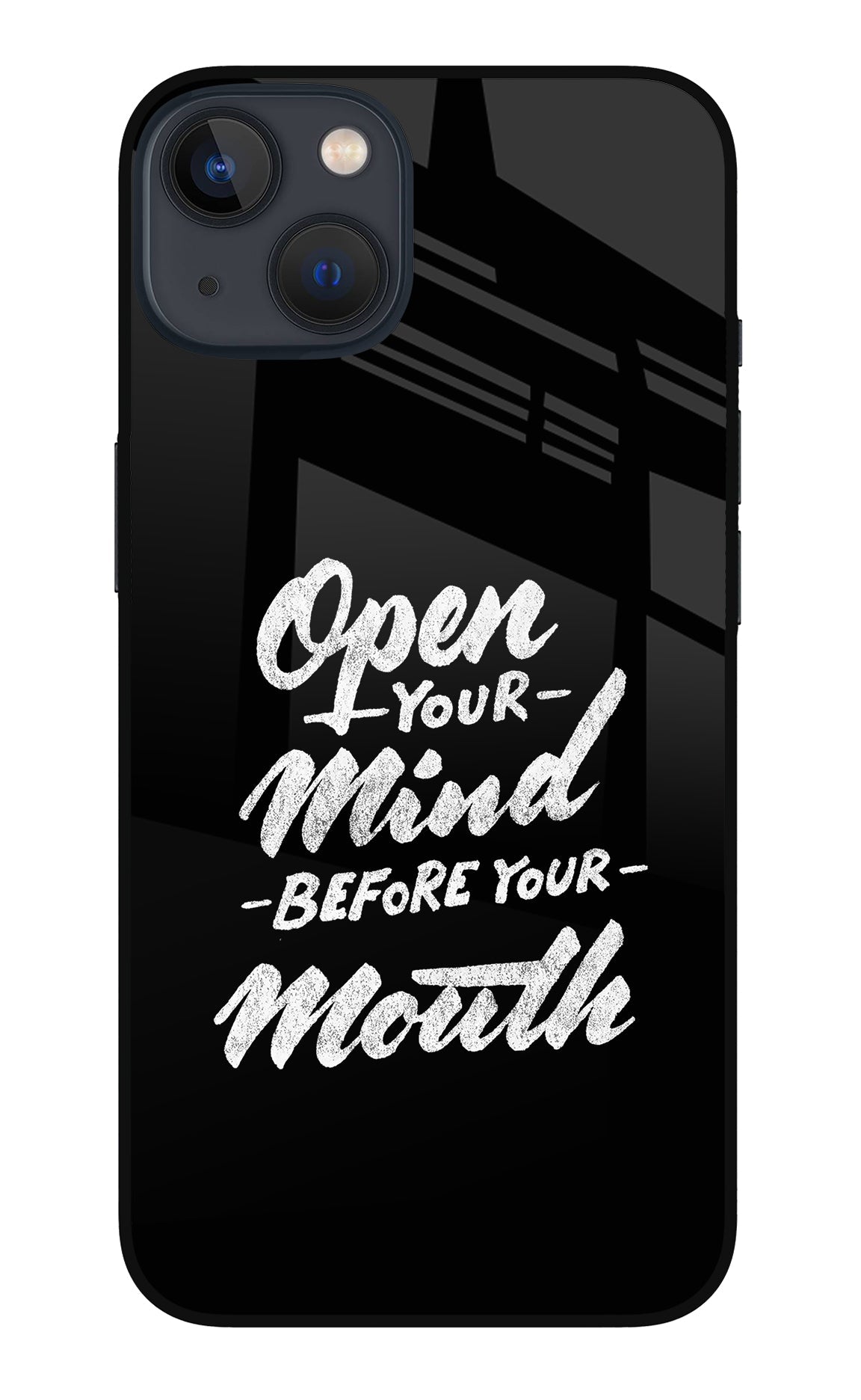 Open Your Mind Before Your Mouth iPhone 13 Mini Glass Case