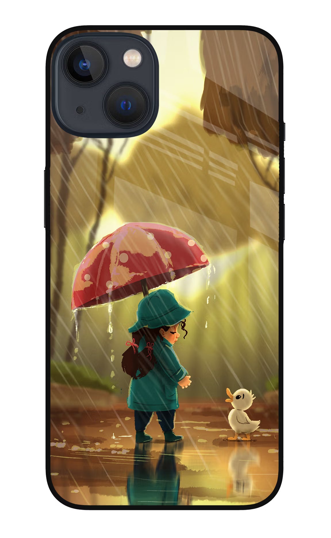Rainy Day iPhone 13 Mini Glass Case Back Cover by Casekaro