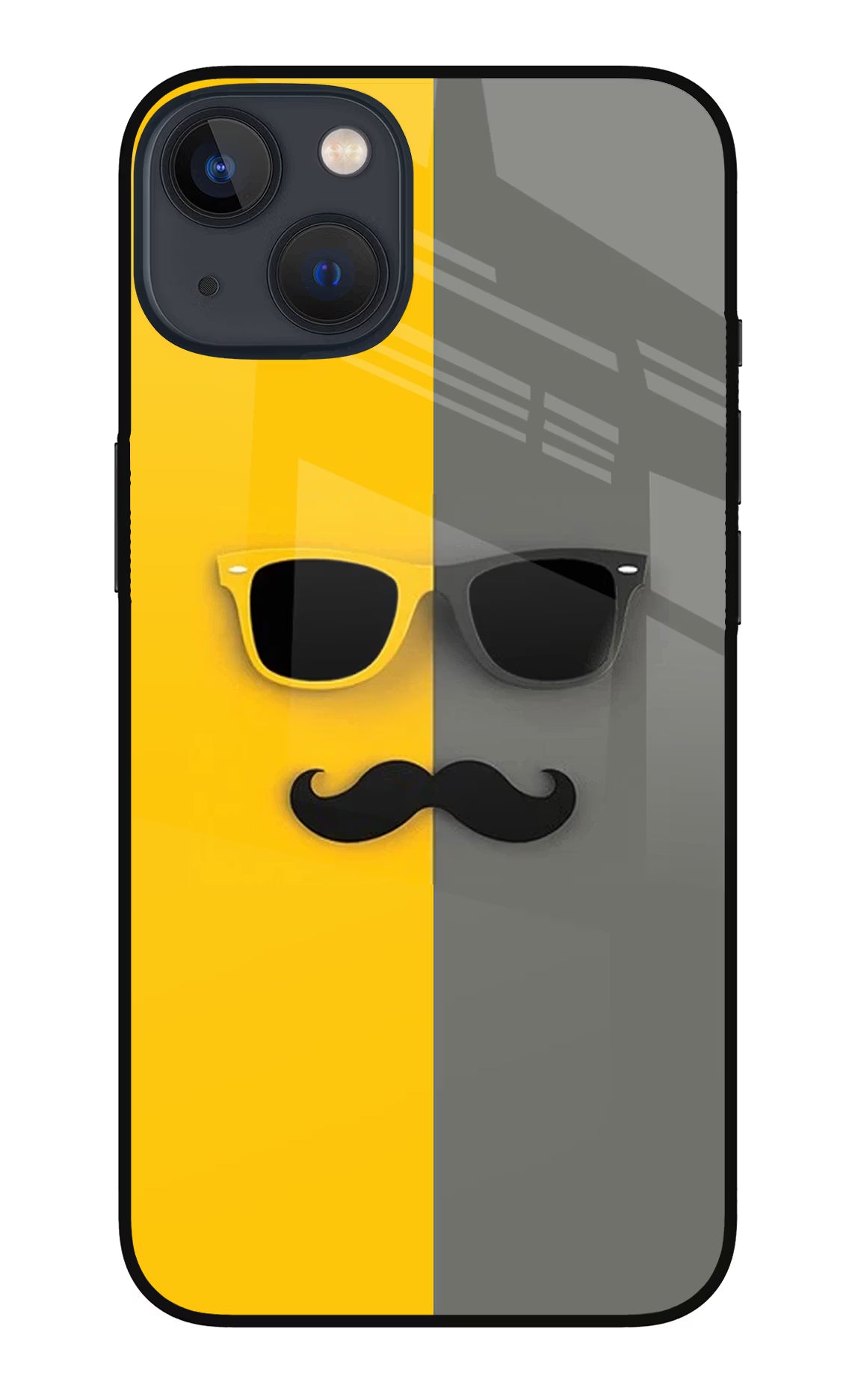 Sunglasses with Mustache iPhone 13 Mini Glass Case Back Cover by Casekaro