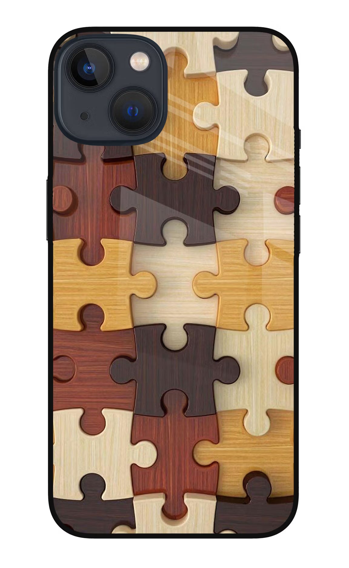 Wooden Puzzle iPhone 13 Mini Glass Case Back Cover by Casekaro