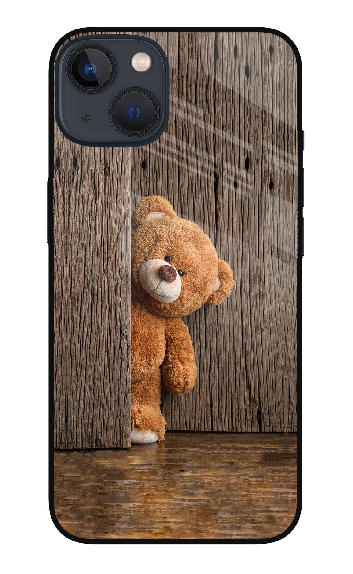 Teddy Wooden iPhone 13 Mini Glass Case Back Cover by Casekaro