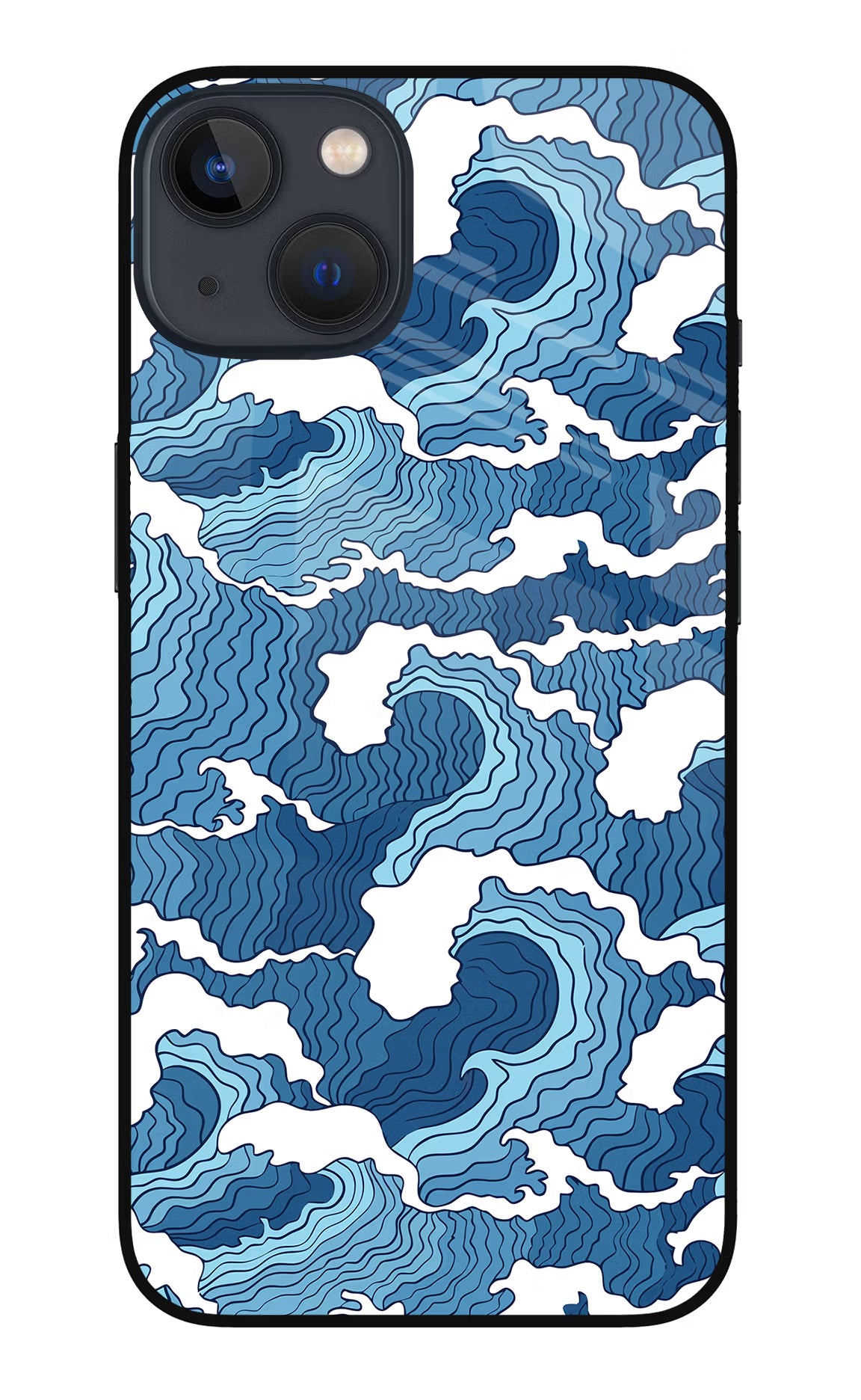 Blue Waves iPhone 13 Mini Glass Case Back Cover by Casekaro