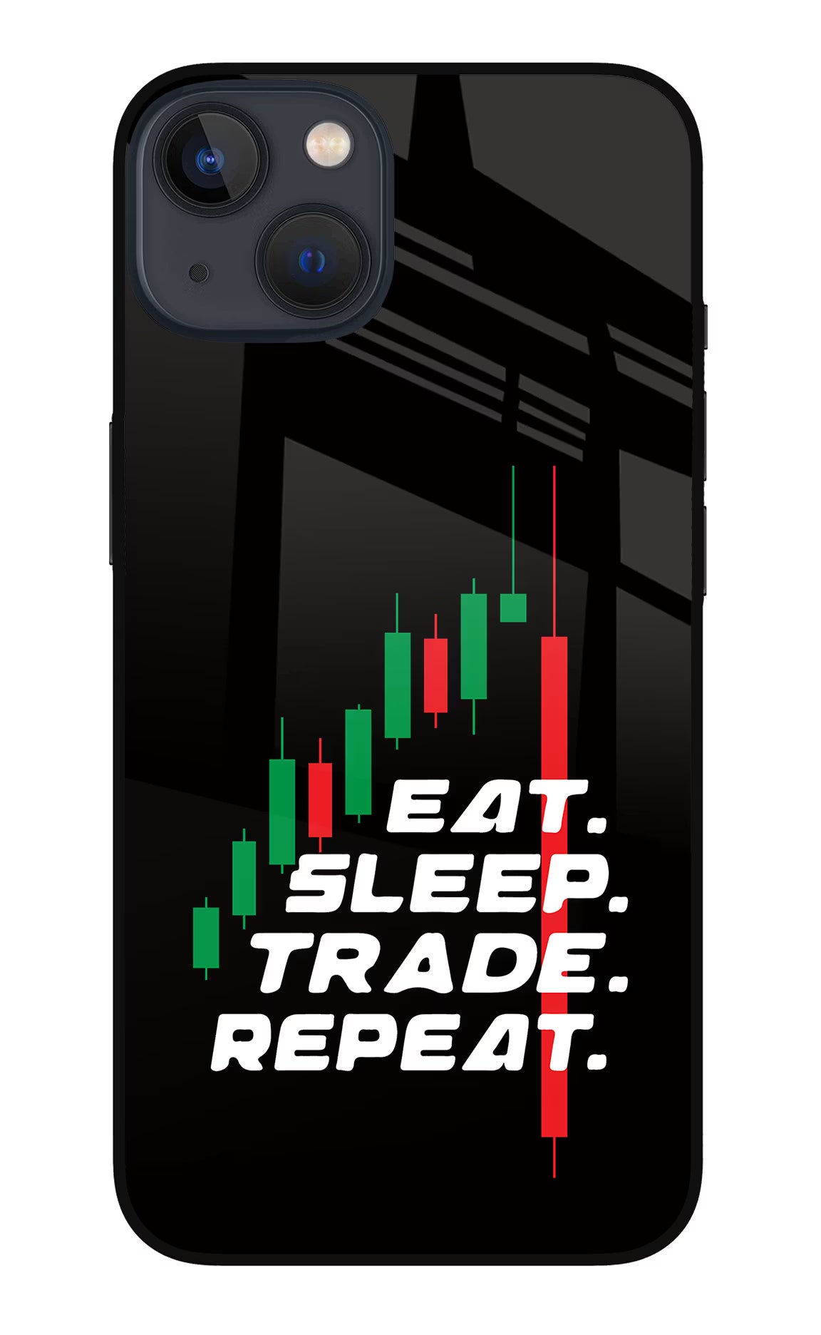 Eat Sleep Trade Repeat iPhone 13 Mini Glass Case Back Cover by Casekaro