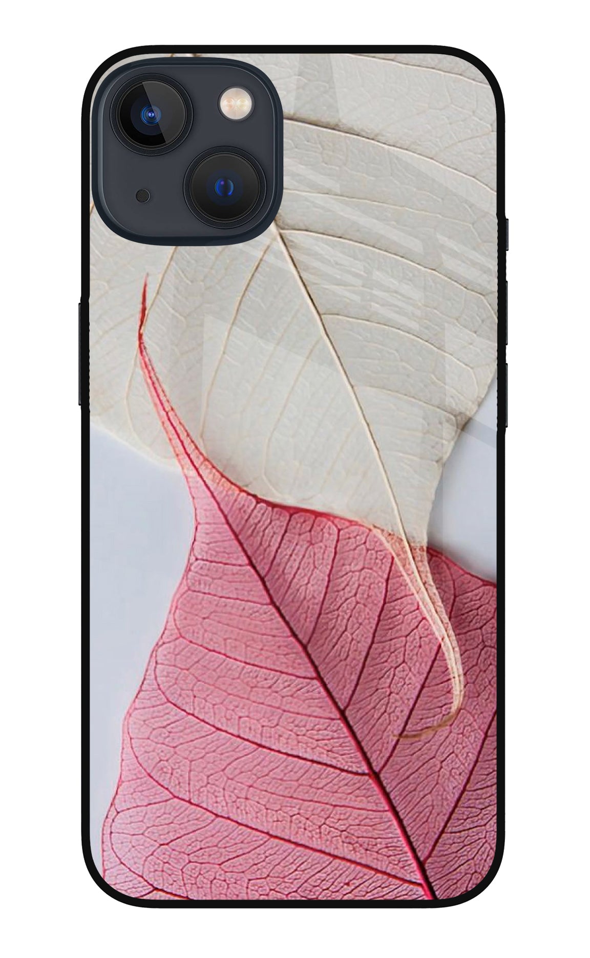 White Pink Leaf iPhone 13 Mini Back Cover