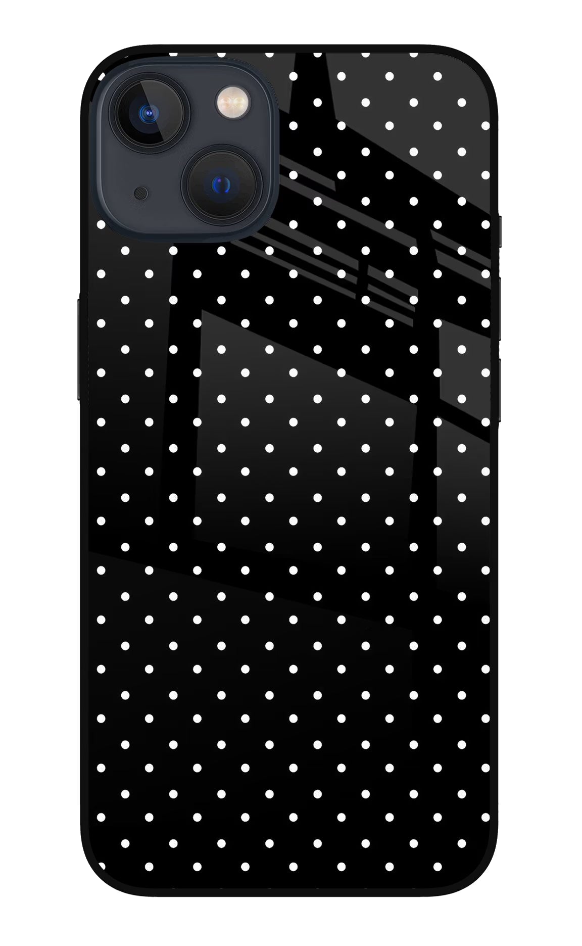 White Dots iPhone 13 Mini Glass Case Back Cover by Casekaro