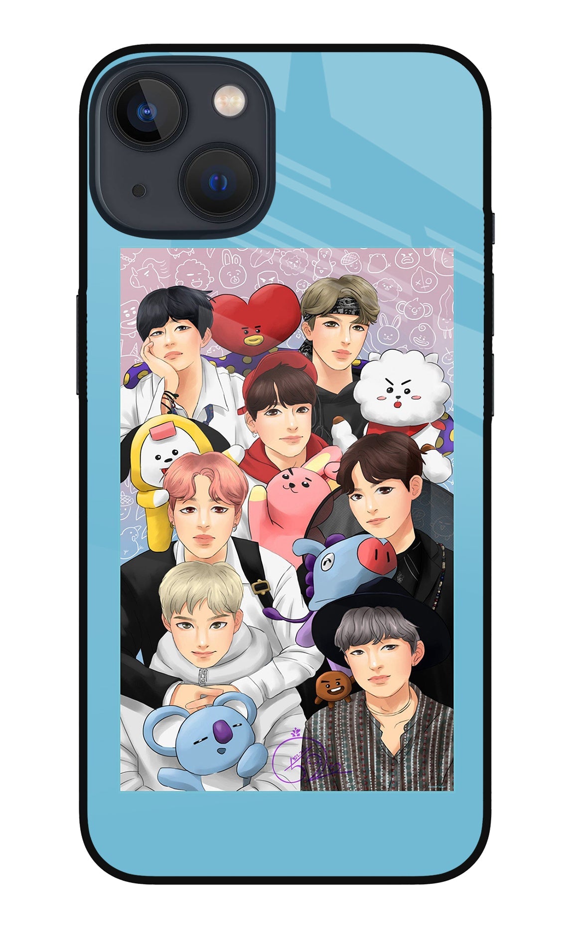 BTS with animals iPhone 13 Mini Glass Case