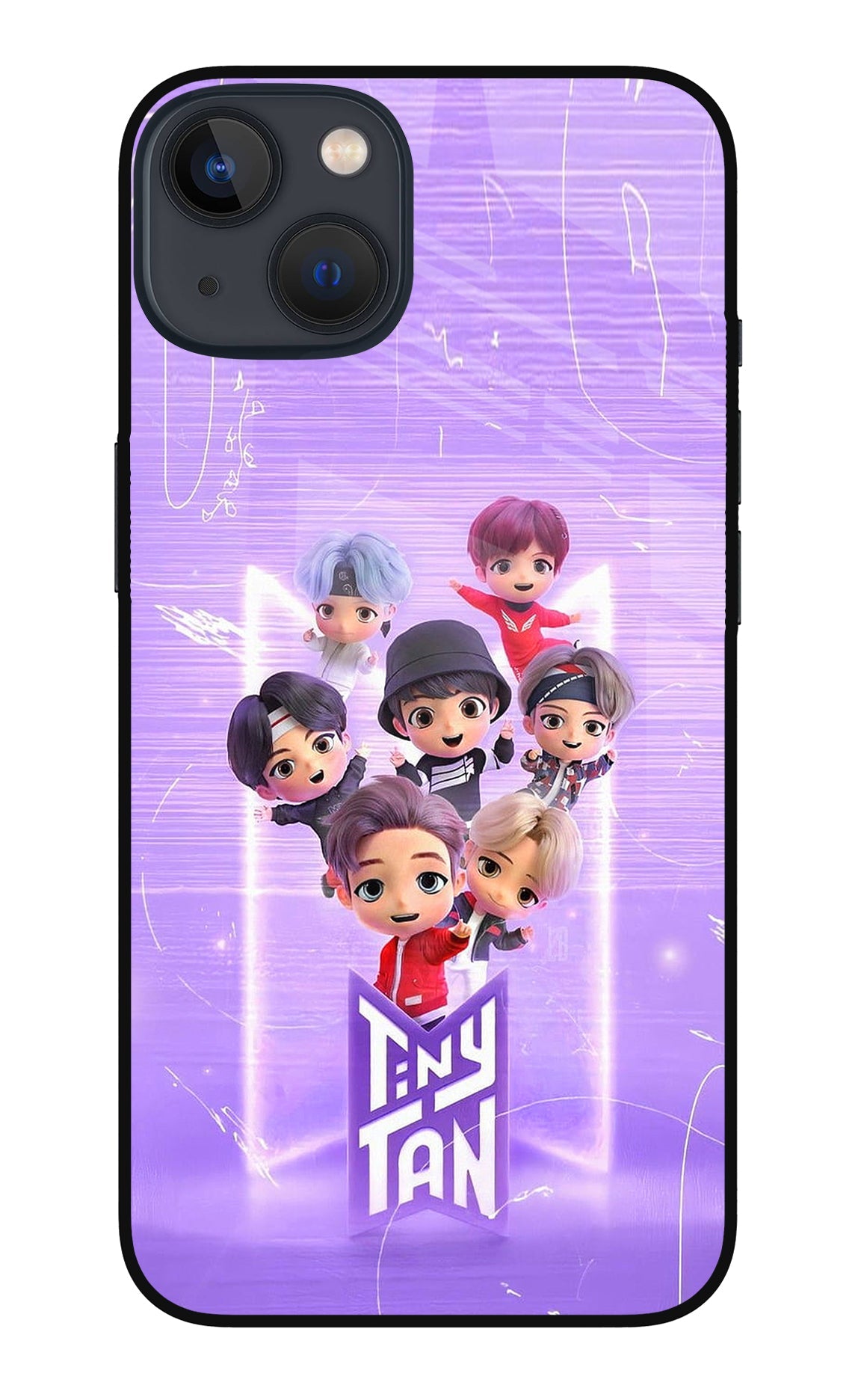 BTS Tiny Tan iPhone 13 Mini Glass Case