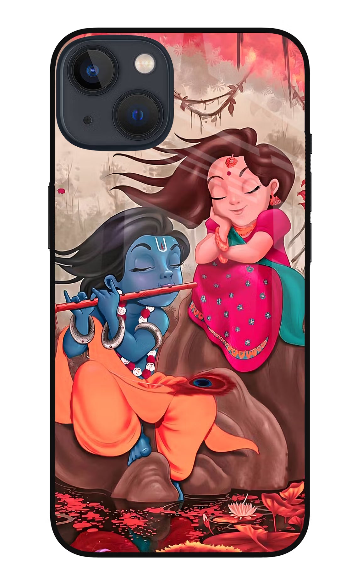 Radhe Krishna iPhone 13 Mini Glass Case Back Cover by Casekaro