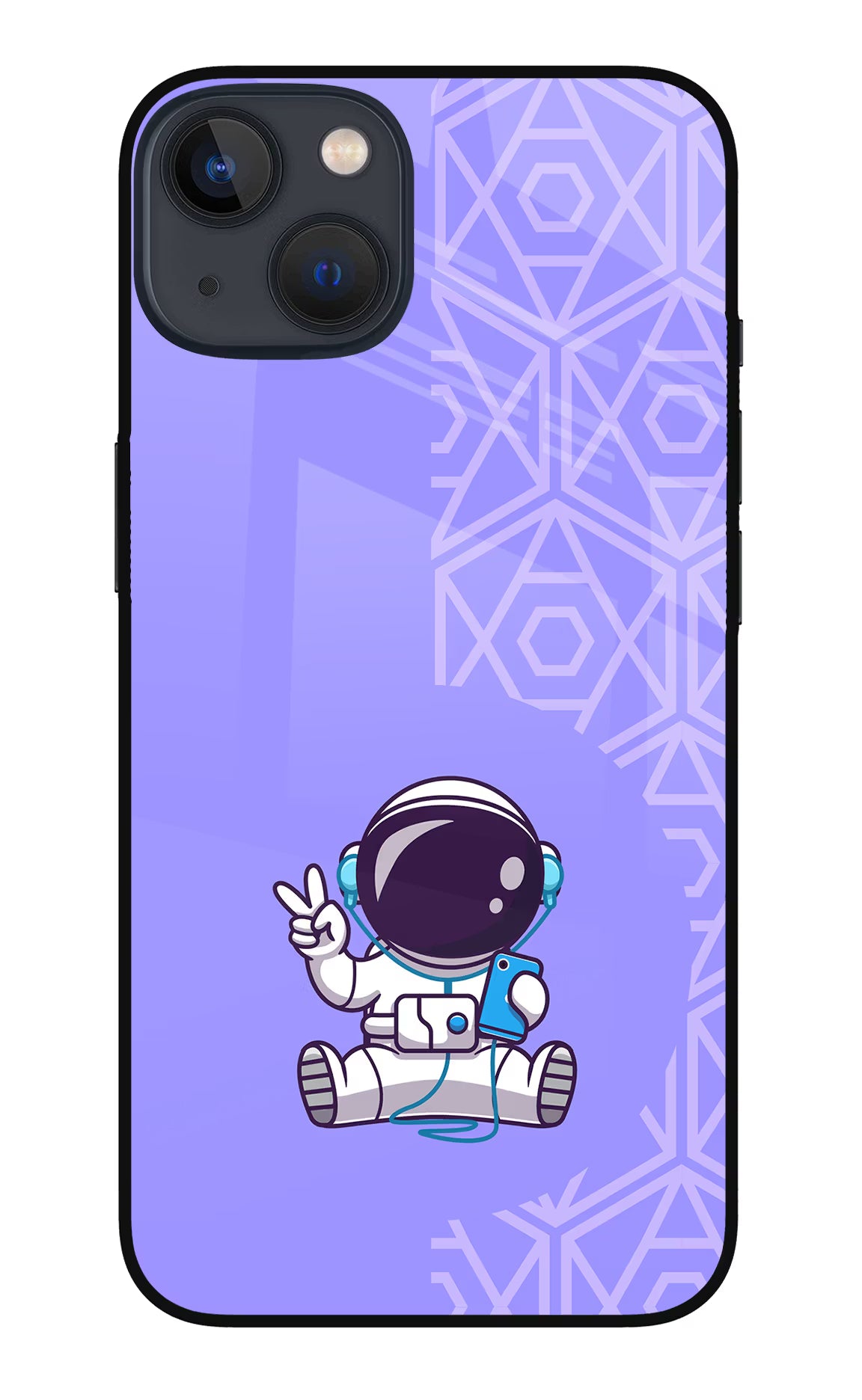 Cute Astronaut Chilling iPhone 13 Mini Glass Case Back Cover by Casekaro