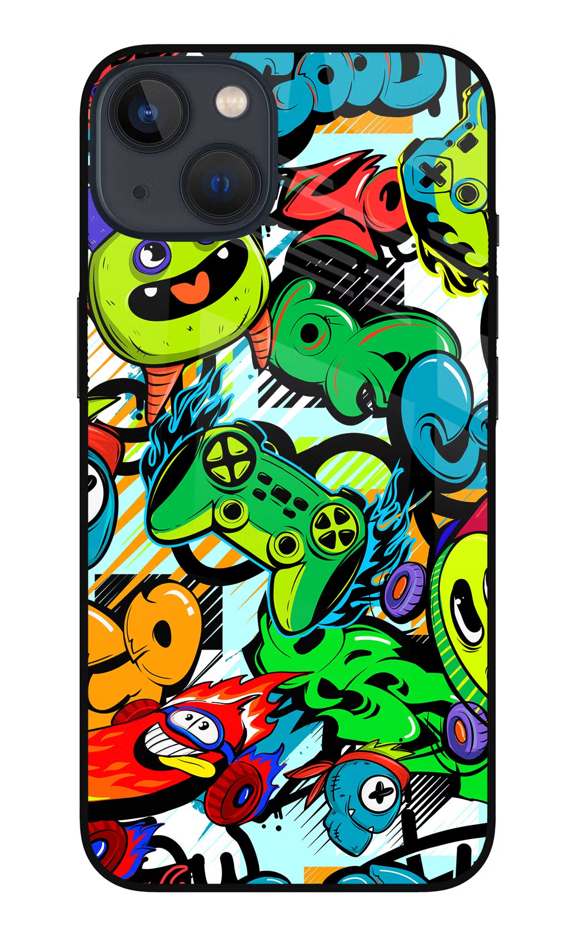 Game Doodle iPhone 13 Mini Glass Case Back Cover by Casekaro