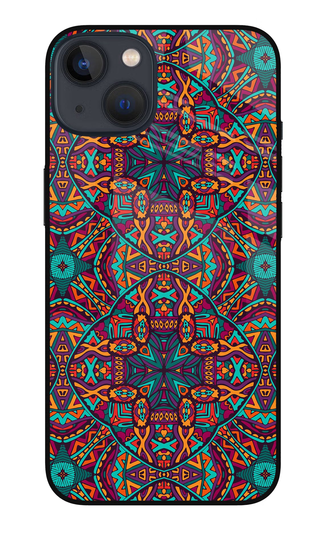 Colour Mandala iPhone 13 Mini Glass Case Back Cover by Casekaro
