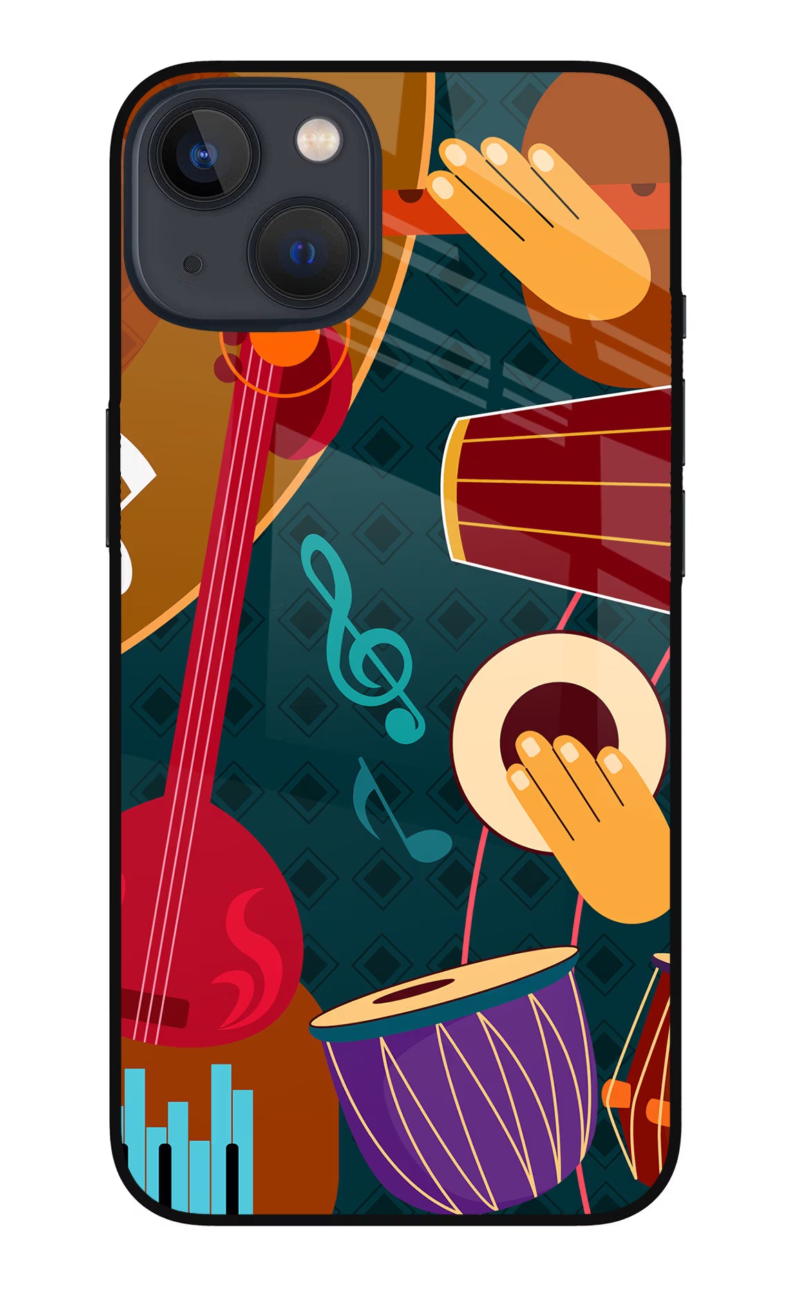 Music Instrument iPhone 13 Mini Glass Case Back Cover by Casekaro