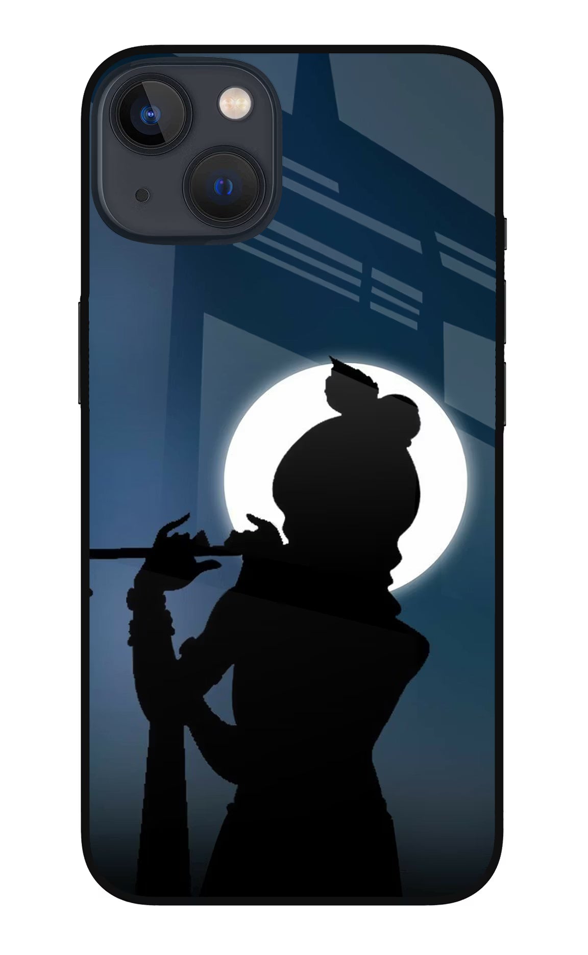 Shri Krishna Silhouette iPhone 13 Mini Glass Case Back Cover by Casekaro