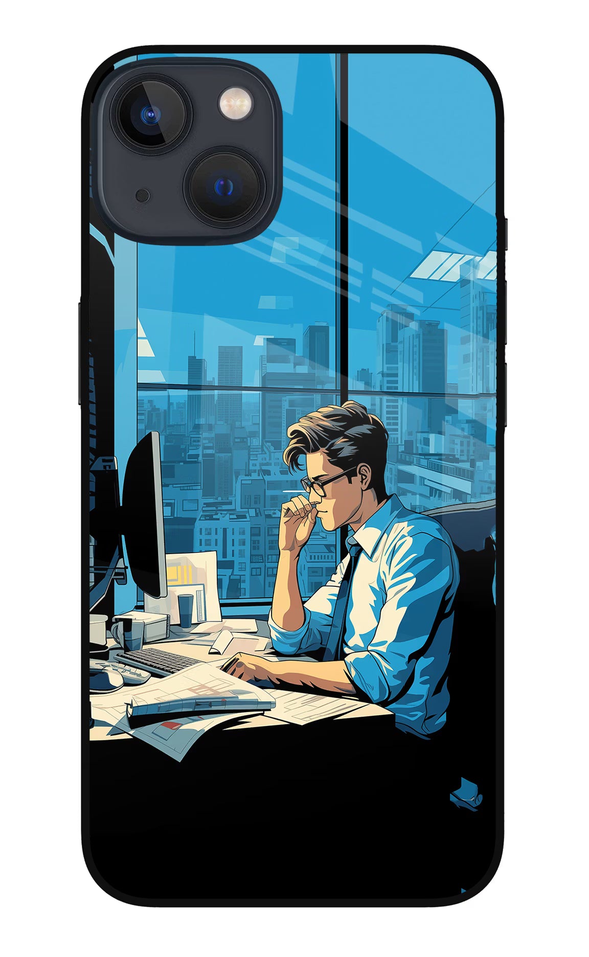 Focused Hustler (AI Generated) iPhone 13 Mini Glass Case Back Cover by Casekaro