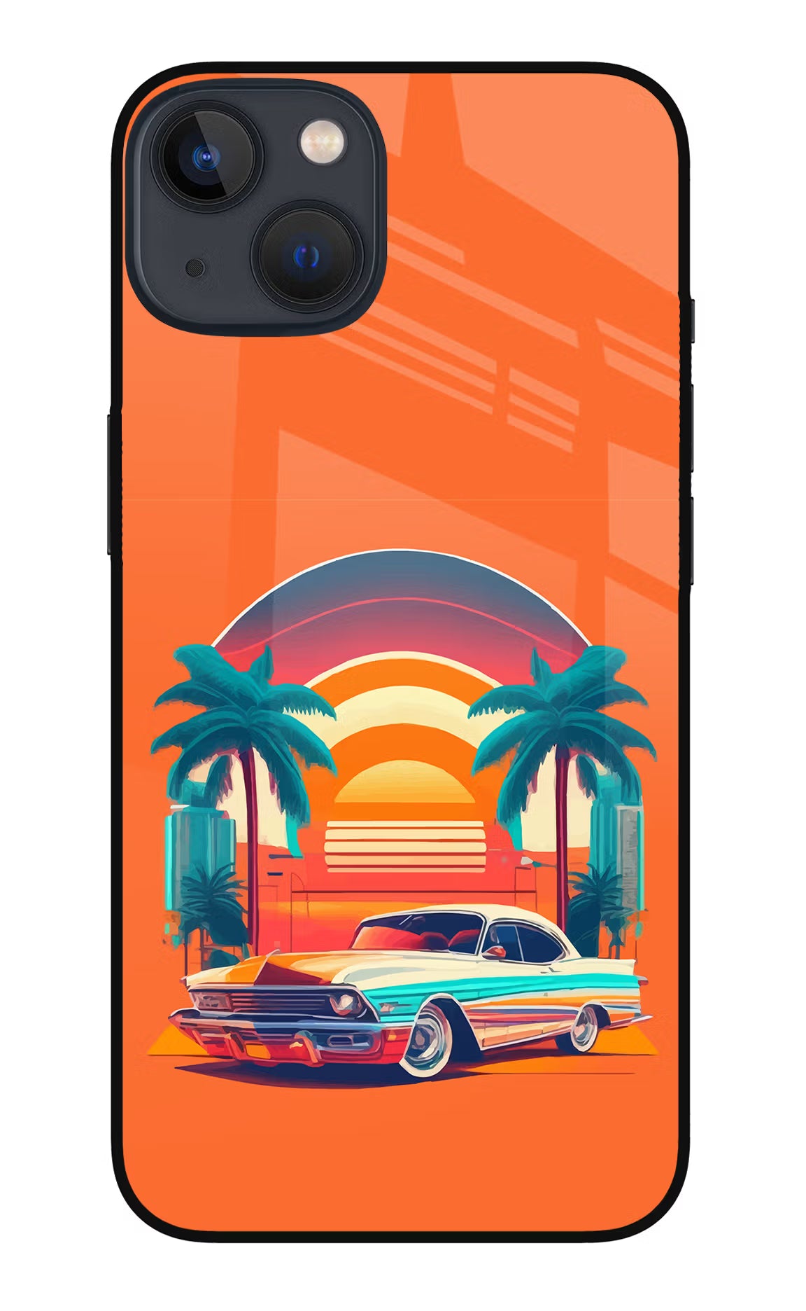 Palm Drive 80s iPhone 13 Mini Glass Case Back Cover by Casekaro